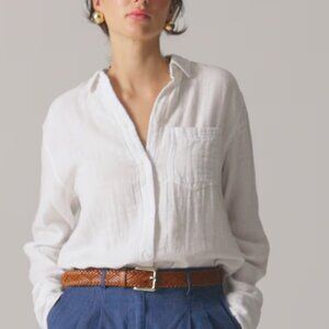 NWT J. Crew Garçon classic shirt in cotton-linen blend gauze in white